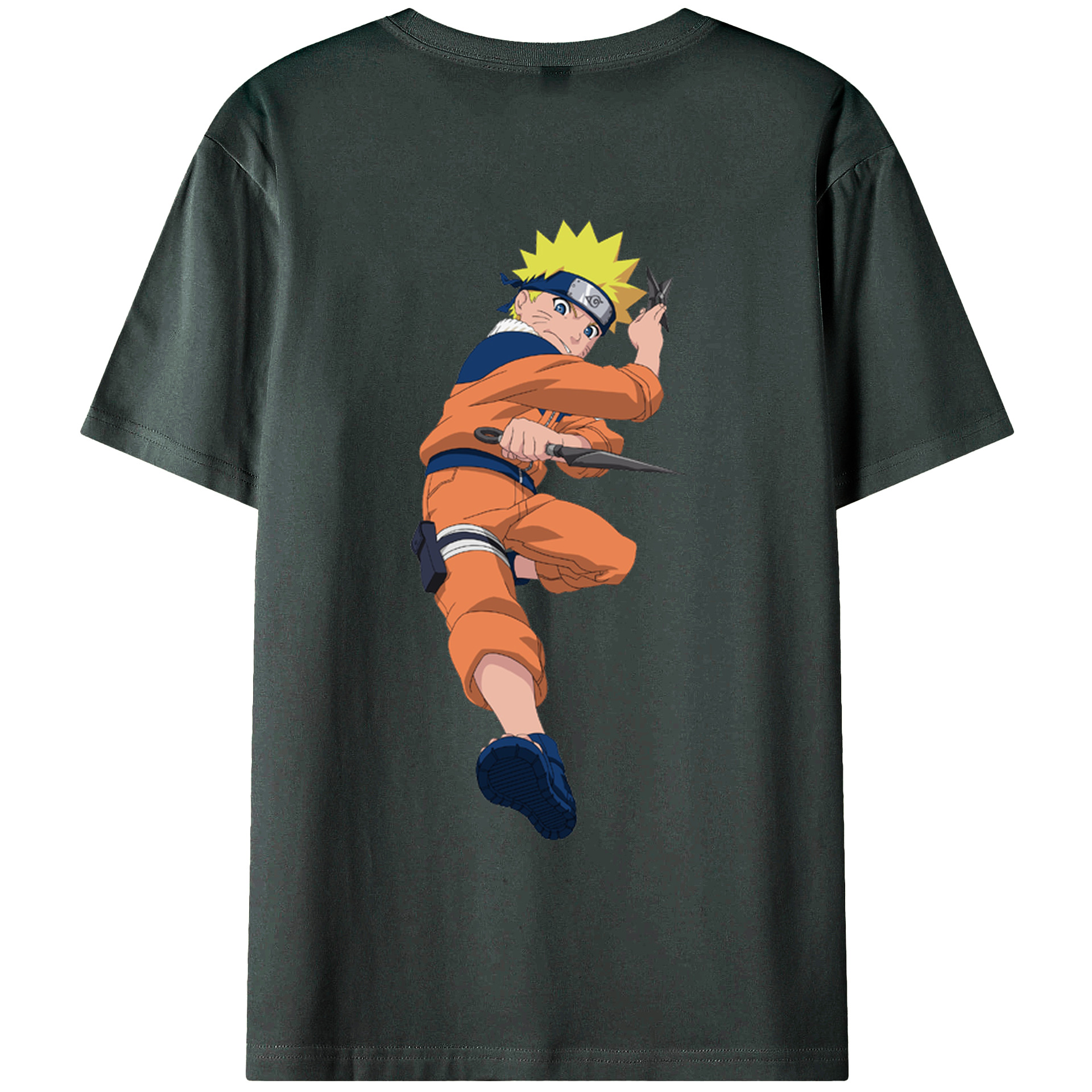 （画像用） NARUTO -ナルト- うずまき ナルト Uzumaki Naruto 綿100％ メンズ半袖Tシャツ（バックプリント） 通気性